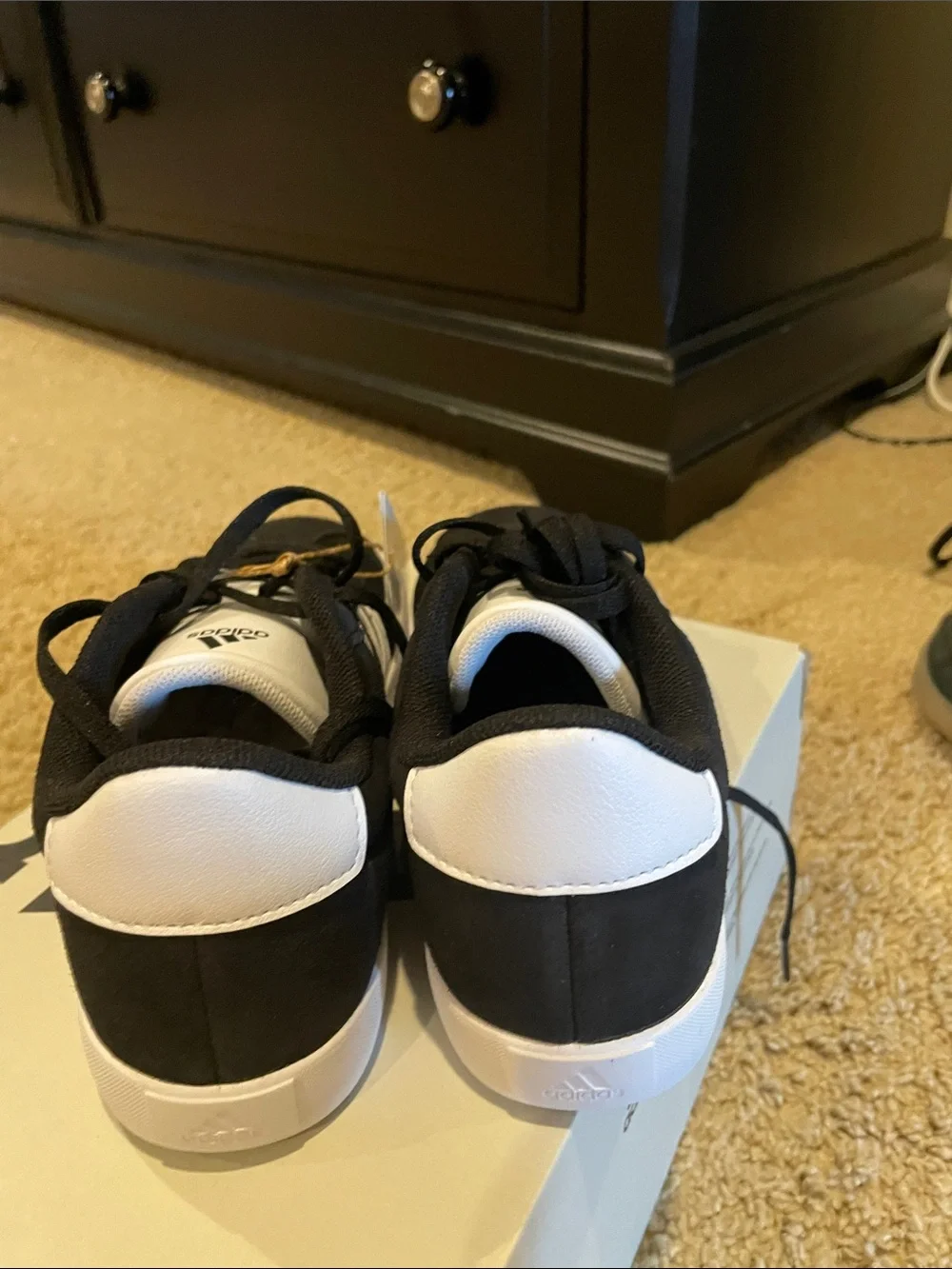 NIB- adidas Black & White Court-Style Sneakers- kids 4